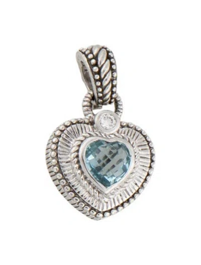 Pre-owned Judith Ripka Topaz & Cubic Zirconia Heart Pendant In Multicolor