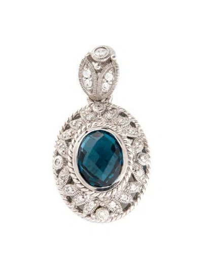 Pre-owned Judith Ripka Topaz & Cubic Zirconia Pendant, 1.5" In Multi