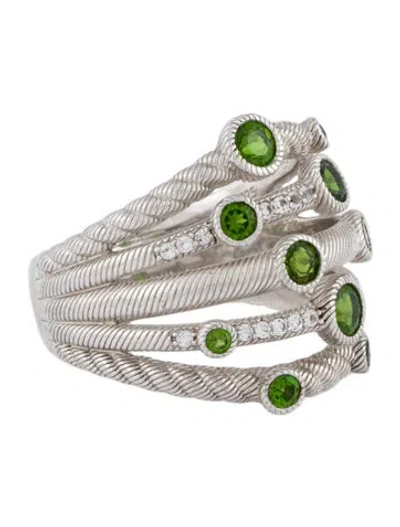 Pre-owned Judith Ripka Topaz & Diopside 5-band Ring In Multi