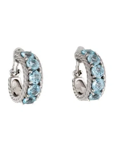 Pre-owned Judith Ripka Topaz Hoop Earrings In Multicolor