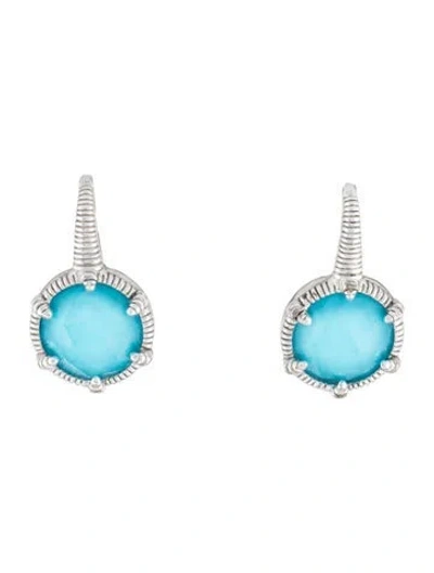 Pre-owned Judith Ripka Turquoise Doublet Eclipse Drop Earrings In Multicolor