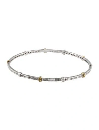 Pre-owned Judith Ripka Two-tone Bangle Bracelet, 8" In Multi