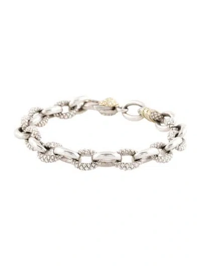 Pre-owned Judith Ripka Two-tone Chain Link Bracelet, 6" In Multicolor