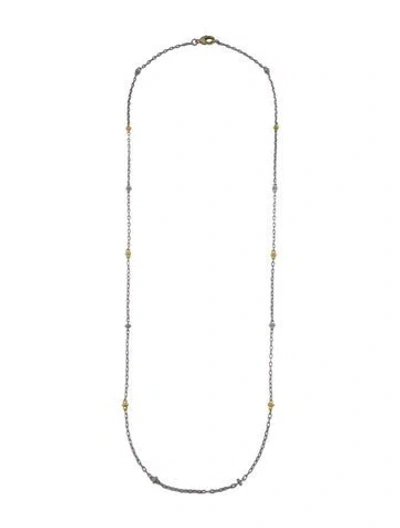 Pre-owned Judith Ripka Two-tone Cubic Zirconia Station Necklace, 36" In Multicolor