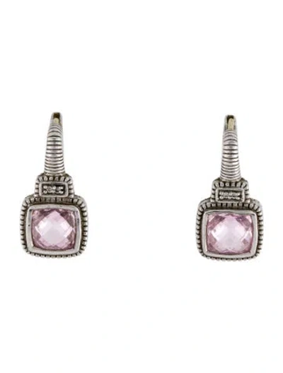 Pre-owned Judith Ripka Two-tone Diamond & Cubic Zirconia Drop Earrings In Multi