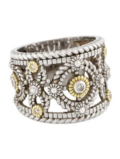 Pre-owned Judith Ripka Two-tone Diamond Band In Multicolor