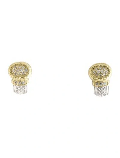 Pre-owned Judith Ripka Two-tone Diamond Earclip Earrings In Multicolor