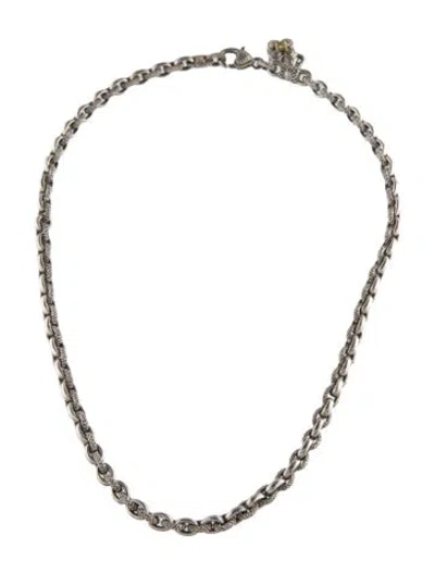 Pre-owned Judith Ripka Two-tone Diamond Link Necklace, 17" In Multi