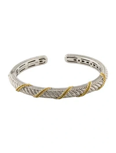 Pre-owned Judith Ripka Two-tone Hinged Cuff, 6" In Multi