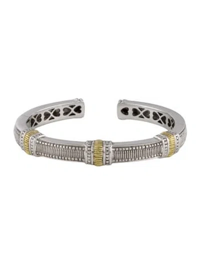 Pre-owned Judith Ripka Two-tone Kick Cuff Bracelet, 6.5" In Multi