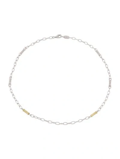 Pre-owned Judith Ripka Two-tone Link Chain Necklace, 17" In Multicolor