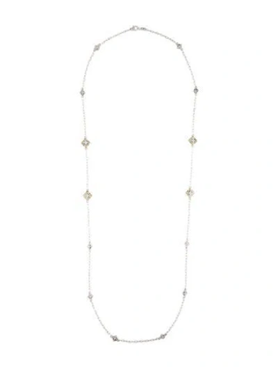 Pre-owned Judith Ripka Two-tone Sapphire Station Necklace, 34" In Multi