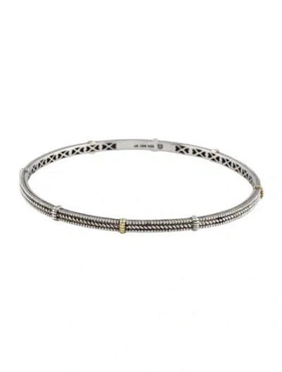 Pre-owned Judith Ripka Two-tone Station Bangle, 8" In Multi