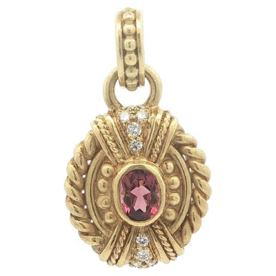 Pre-owned Judith Ripka Vintage  18k Gold Tourmaline & Diamond Large Enhancer Pendant In Multiple
