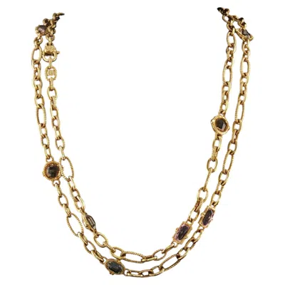 Pre-owned Judith Ripka Vintage Multi-quartz Textured  18k Rope Necklace