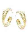 Judith Ripka Women's Aura 14k Goldplated Sterling Silver Braided Band Hoop Earrings In Silver