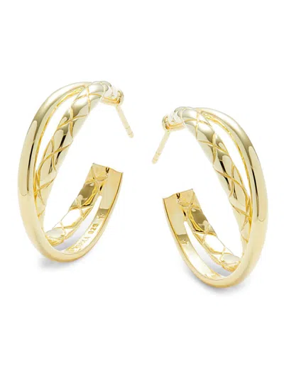 Judith Ripka Women's Aura 14k Goldplated Sterling Silver Braided Band Hoop Earrings