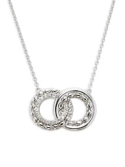 Judith Ripka Women's Aura Collection Rhodium Plated Silver & White Topaz Interlocking Pendant Necklace