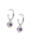 JUDITH RIPKA WOMEN'S JULIAN RHODIUM PLATED SILVER & REMOVABLE AMETHYST CHARM DROP EARINGS