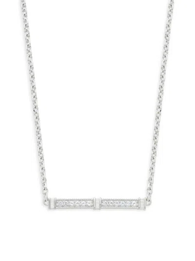 Judith Ripka Women's Sterling Silver & White Topaz Bar Pendant Necklace In Metallic