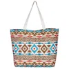 Judson & Co. Leopard And Aztec Print Canvas Tote Bag In Turquoise/brown In Multi