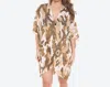 Judson & Co. Lightweight Camouflage Print Kimono In Camel Tan In Multi