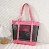 Judson & Co. Metallic Animal Print Mesh Beach Vacation Tote In Hot Pink In Pink