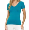 Judson & Co. Short Sleeve Basic Top In Blue In Blue