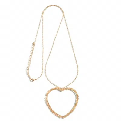 Judson & Co. Women's Beaded Heart Pendant Necklace In Champagne/gold