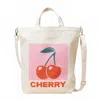 Judson & Co. Women's Cherry Fruit Graphic Printed Canvas Tote Crossbody Bag In Beige In Sand