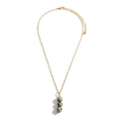 Judson & Co. Women's Dalmatian Jasper 3 Bead Link Necklace In Gold / Natural Stone
