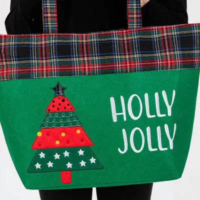 Judson & Co. Women's Holly Jolly Christmas Tree Tote Bag In Green