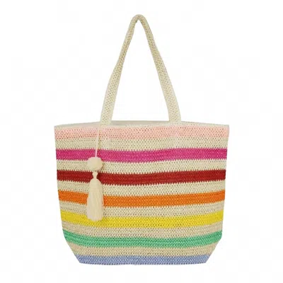 Judson & Co. Women's Striped Straw Crochet Tote Bag In Multi