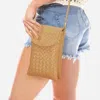 Judson & Co. Women's Woven Crossbody Organizer Convertible Crossbody Wristlet Handbag In Tan In Multi