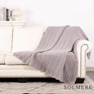 Judson & Company Cable Knit Monochromatic Blanket In Gray In Purple