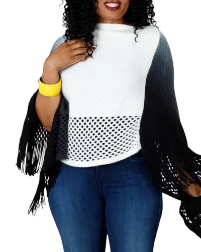 Judson & Company Ombre Chique Poncho In White