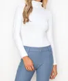 Judson & Company Seamless Mock Turtleneck Top In White
