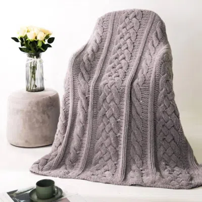 Judson & Company Soft Cable Knit Microfiber Throw Blanket In Charcoal