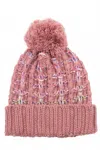 Judson & Company Women's Double Slipstitch Pom Pom Beanie In Mauve Ombre In Brown