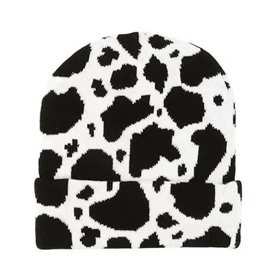 Judson & Company Women's Western Cow Print Knit Beanie In Black & White