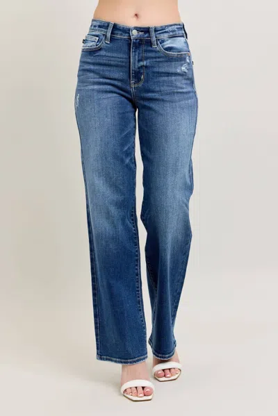 Judy Blue 90's Straight Leg Jeans In Denim In Blue