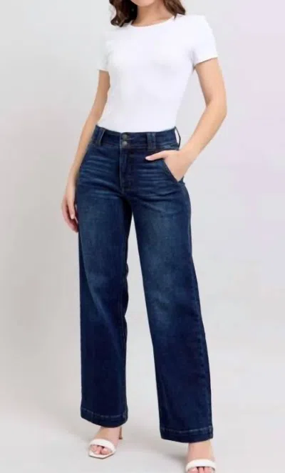 Judy Blue Adrianna Hw Wide Leg Jean In Dark Wash Blue In Multi
