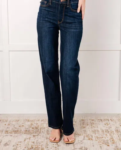 Judy Blue Alaina High Rise Classic Straight Jean In Dark Wash In Blue