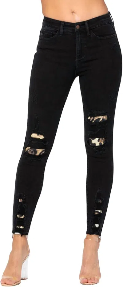Judy Blue Animal Print Distressed Skinny Jeans In Leopard Patch