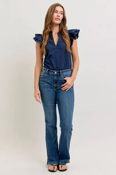 Judy Blue Atlas Mid Rise Bootcut With Cell Phone Pocket In Blue
