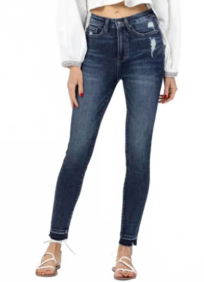 Judy Blue Auburn High Rise Tummy Control Skinny Jeans In Dark Wash In Blue