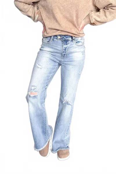 Judy Blue Audrey High Waist Flare Jeans With Shield Pocket In Light Wash In Blue