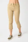 Judy Blue Avahigh Rise Garment Dyed Capri In Khaki In Brown