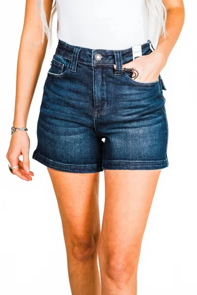 Judy Blue Back Flap Pocket High Waisted Shorts In Blue