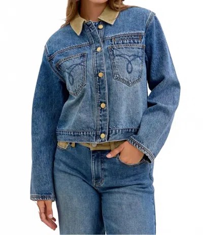 Judy Blue Barn Corduroy Denim Jacket In Blue